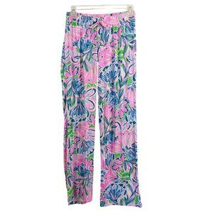 Lilly Pulitzer Jersey Knit Pajama Pants Lounge Gecko Green Tiger Sunrise Size XS